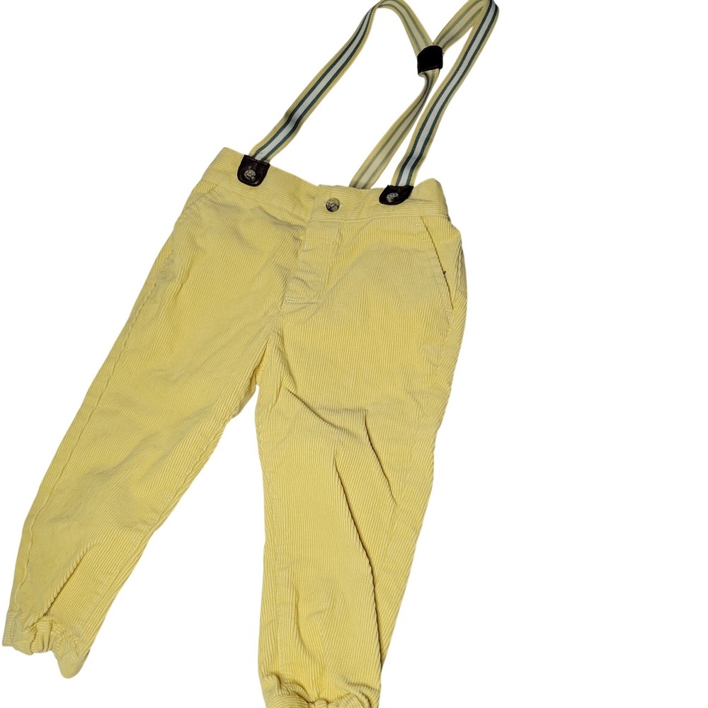 Janie and Jack Kids Yellow‎ Corduroy Suspenders Pants 18-24 Months